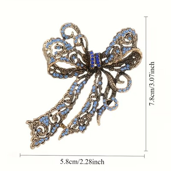 Bow Brooch Rhinestones LARGE Hollywood Glam Stylish Stunning Bold Statement NEW - Picture 4 of 5